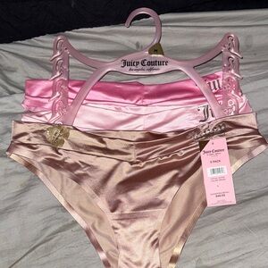 Juicy Couture Satin Panty Set - Pink and Gold